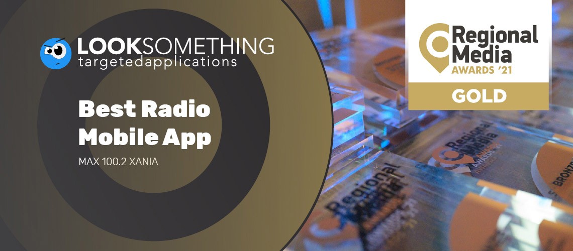 Gold Award 2021 for Best Radio Mobile App,awarded to Looksomething