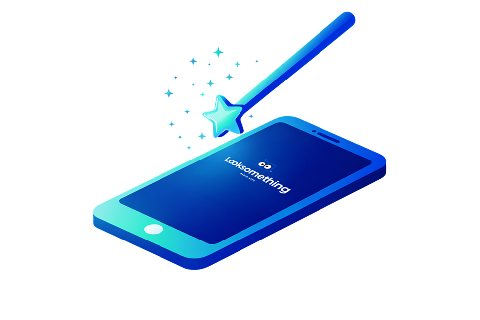 Phone illustrating an app for building custom features and designs