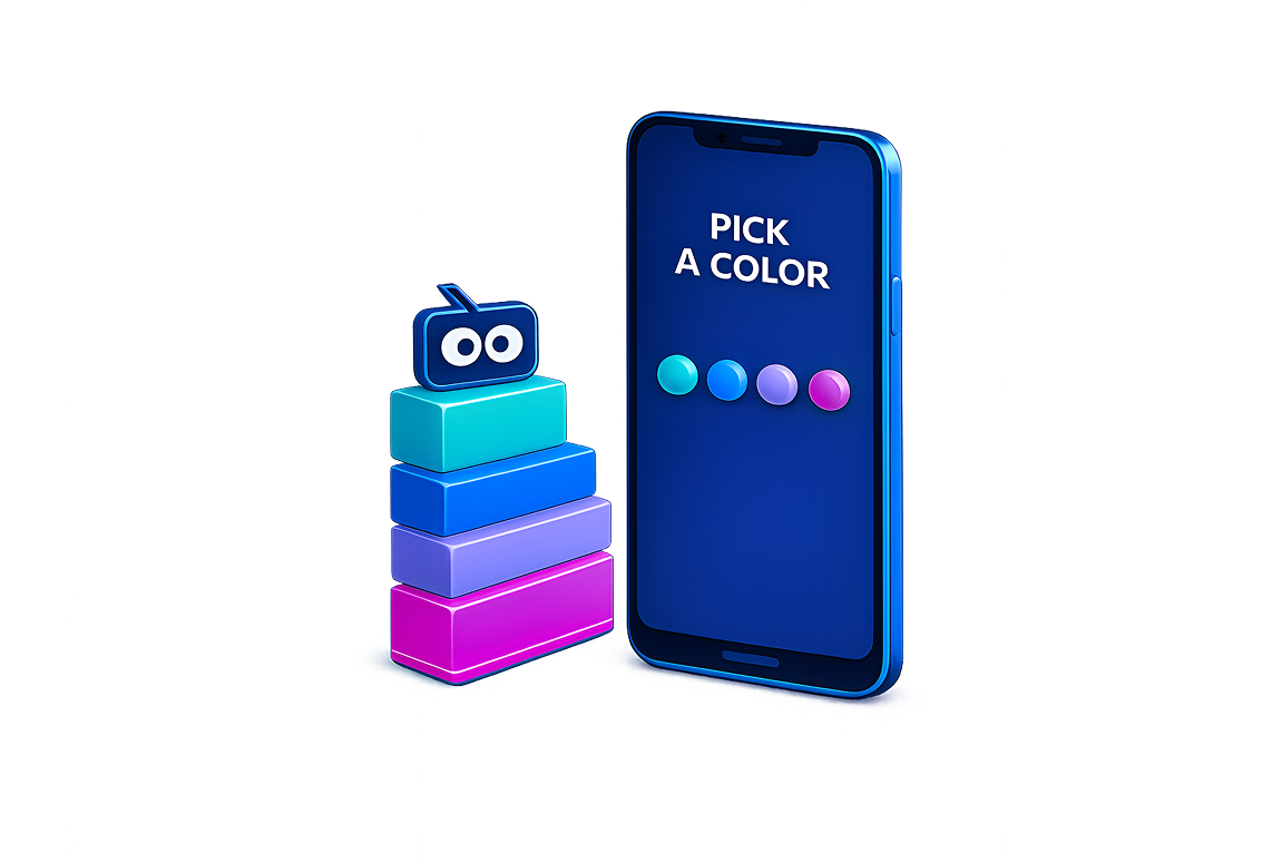 Phone illustrating services that design an app with colors
