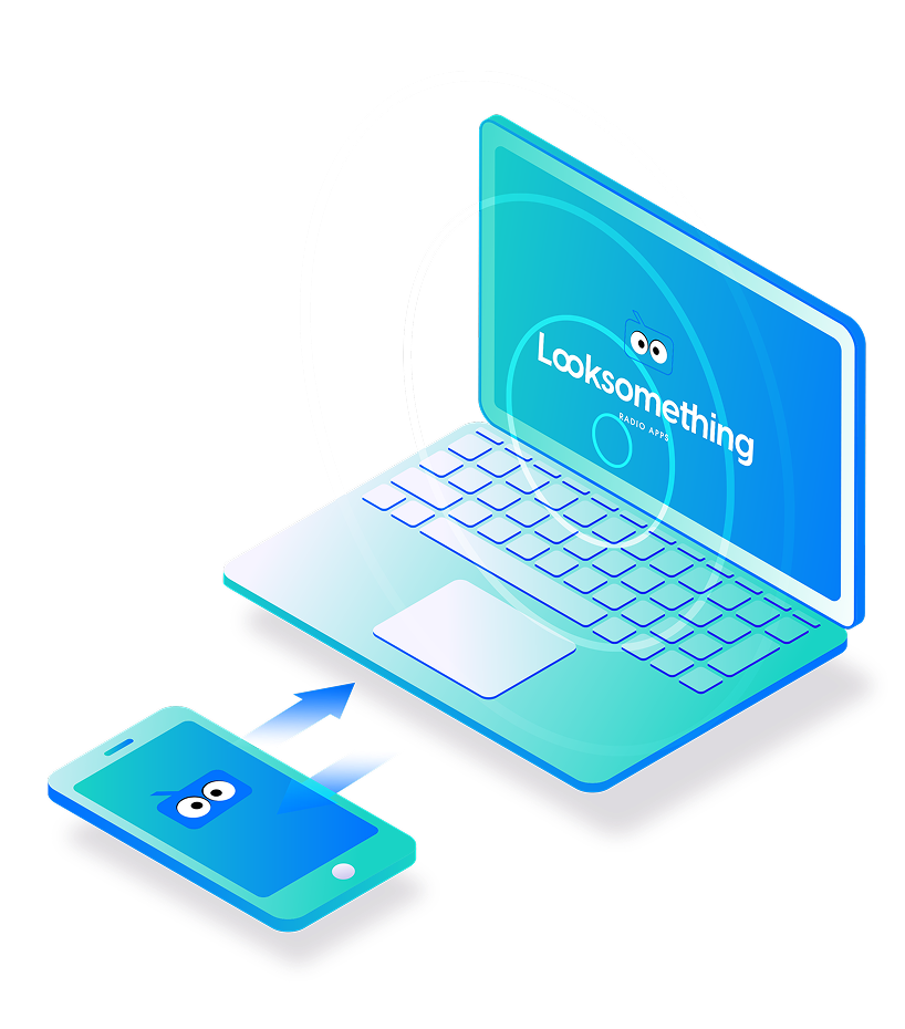 Illustration of a laptop displaying the changes of a website made from a mobile phone