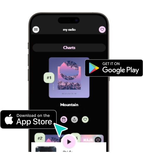 A mobile phone displaying the complete submission and publishing of a radio app to goople play and apple app store